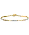 Macy's Diamond Station & Polished Open Link Bracelet (1/4 Ct. T.w.) In Sterling Silver Or Gold-plated Sterl In Gold-plated Sterling Silver