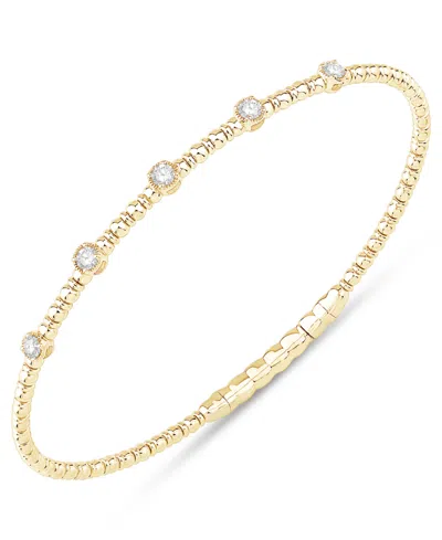 Macy's Diamond Station Bezel Flexible Bangle Bracelet (1/3 Ct. T.w.) In 10k Gold In Yellow Gold