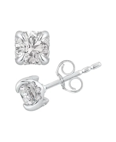 Macy's Diamond Stud Earrings (1 Ct. T.w.) In 14k White Gold In Metallic