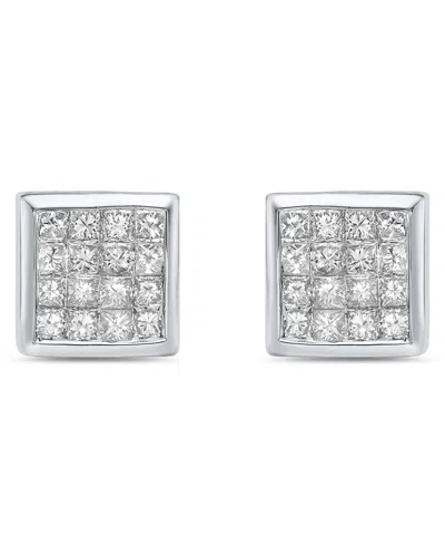 Macy's Diamond Stud Earrings (3/4 Ct. T.w.) In 10k White Gold (also In 10k Yellow Gold) In Metallic