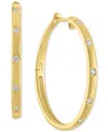 Macy's Diamond Studded Skinny Small Hoop Earrings (1/10 Ct. T.w.) In 14k Gold-plated Sterling Silver, 1" In Gold-plated Sterling Silver