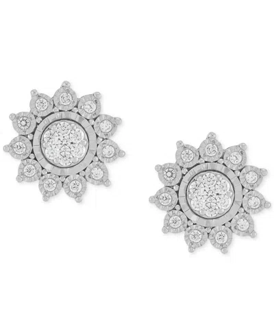 Macy's Diamond Sun Motif Stud Earrings (1/4 Ct. T.w.) In Sterling Silver