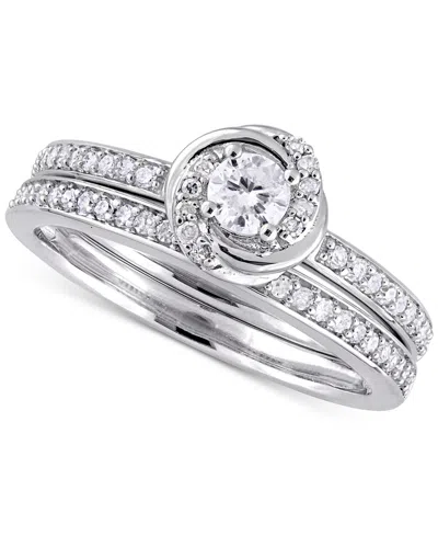 Macy's Diamond Swirl Halo Bridal Set (1/2 Ct. T.w.) In 14k Gold In White Gold