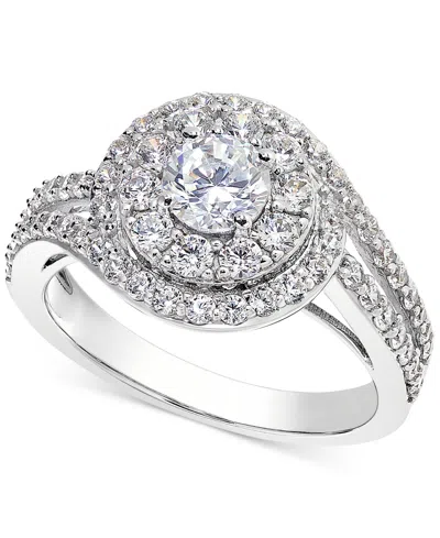 Macy's Diamond Swirl Halo Engagement Ring (1-3/8 Ct. T.w.) In 14k White Gold