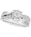 Macy's Diamond Halo Twist Engagement Ring (1/2 Ct. T.w.) In 14k White Gold In White Gold