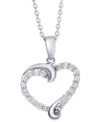 Macy's Diamond Swirl Heart Pendant Necklace (1/2 Ct. T.w.) In Sterling Silver, 14k Gold-plated Sterling Sil In Sterling Silver