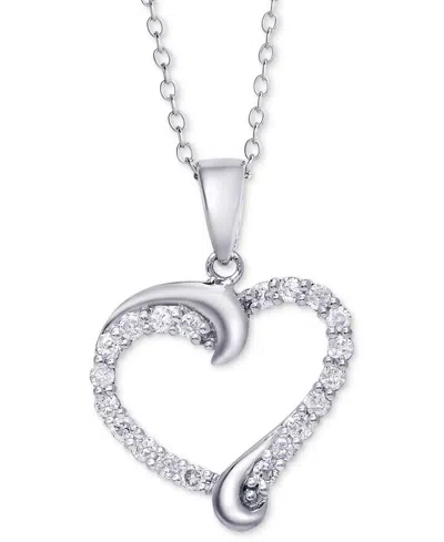 Macy's Diamond Swirl Heart Pendant Necklace (1/2 Ct. T.w.) In Sterling Silver, 14k Gold-plated Sterling Sil