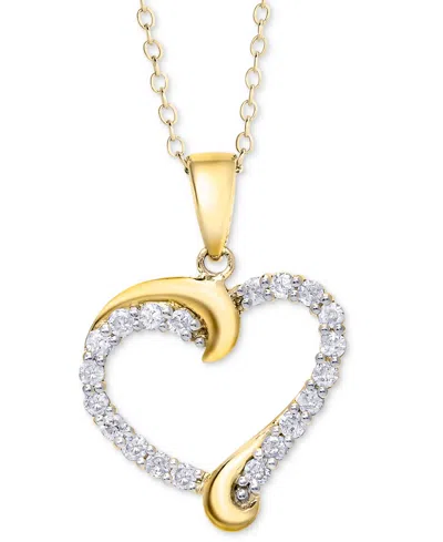 Macy's Diamond Swirl Heart Pendant Necklace (1/2 Ct. T.w.) In Sterling Silver, 14k Gold-plated Sterling Sil In Gold-plated Sterling Silver