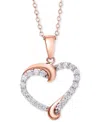 MACY'S DIAMOND SWIRL HEART PENDANT NECKLACE (1/2 CT. T.W.) IN STERLING SILVER, 14K GOLD-PLATED STERLING SIL