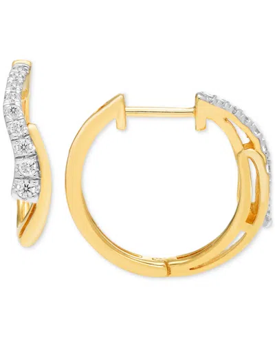 Macy's Diamond Swirl Small Hoop Earrings (1/4 Ct. T.w.) In 10k Gold, 0.7" In Yellow Gol