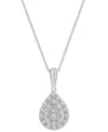 Macy's Diamond Teardrop Cluster 18" Pendant Necklace (1/4 Ct. T.w.) In Sterling Silver,  Exclusive In Metallic