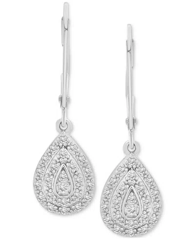 Macy's Diamond Teardrop Cluster Drop Earrings (1/4 Ct. T.w.) In Sterling Silver,  Exclusive In Gold