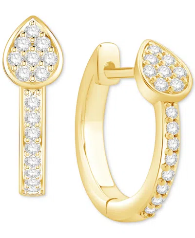 Macy's Diamond Teardrop Cluster Small Hoop Earrings (1/5 Ct. T.w.) In 10k Gold In Yellow Gold