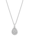 Macy's Diamond Teardrop Halo Cluster 18" Pendant Necklace (1/4 Ct. T.w.) In Sterling Silver, Created For Ma In Sterling Silver