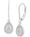 Macy's Bonus Offer: Diamond Teardrop Halo Cluster Leverback Drop Earrings In Sterling Silver, Created For M In Sterling Silver