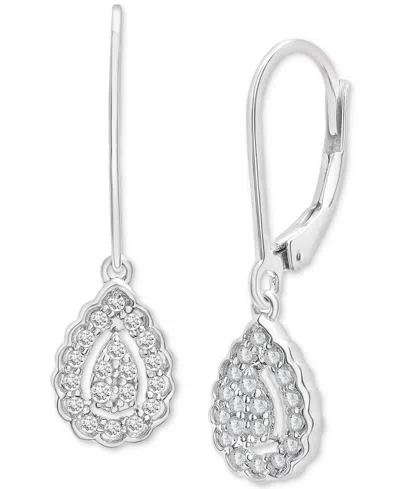 Macy's Bonus Offer: Diamond Teardrop Halo Cluster Leverback Drop Earrings In Sterling Silver, Created For M