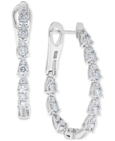Macy's Diamond Teardrop Hoop Earrings (1-1/2 Ct. T.w.) In 14k White Gold