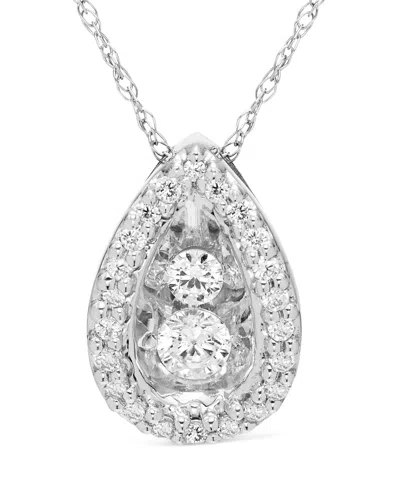 Macy's Diamond Teardrop Pendant Necklace (1/4 Ct. T.w.) In 10k White Gold