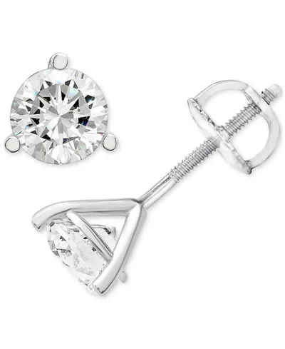 Macy's Diamond Three Prong Stud Earrings (5/8 Ct. T.w.) In 14k White Gold