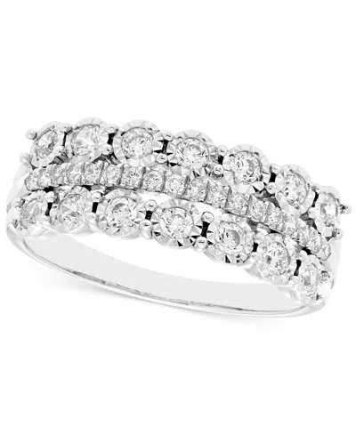 Macy's Diamond Three Row Anniversary Band (1/2 Ct. T.w.) In 14k White Gold Or 14k Gold