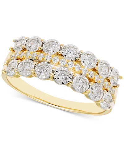 Macy's Diamond Three Row Anniversary Band (1/2 Ct. T.w.) In 14k White Gold Or 14k Gold In Yellow Gold