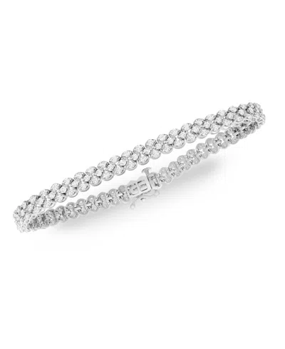 Macy's Diamond Three-row Bracelet (5-1/10 Ct. T.w.) In 14k White Or Yellow Gold, 9-1/4" In Green