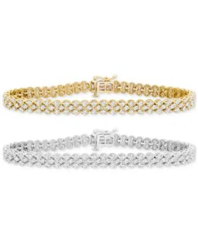 Macy's Diamond Three Row Tennis Bracelet Collection 3 1 2 Ct. T.w. 5 1 4 Ct. T.w. In 14k White Or Yellow Go In White Gold