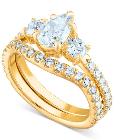 Macy's Diamond Three-stone Bridal Set (2-1/4 Ct. T.w.) In 14k Yellow Gold