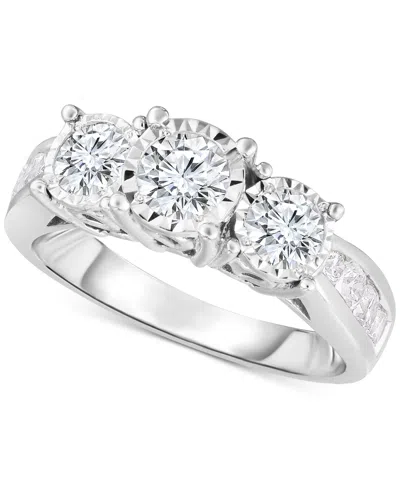 Macy's Diamond Three Stone Channel-set Engagement Ring (1-1/2 Ct. T.w.) In 14k White Gold