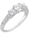 Macy's Diamond Three Stone Engagement Ring (1-1/2 Ct. T.w.) In 14k White Gold In White Gold