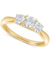 Macy's Diamond Three Stone Engagement Ring (1 Ct. T.w.) In 14k Gold