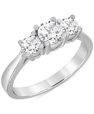 Macy's Diamond Three Stone Engagement Ring (1 Ct. T.w.) In 14k White Gold