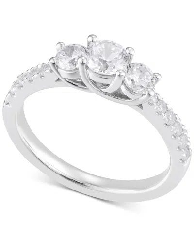 Macy's Diamond Three Stone Engagement Ring (1/2 Ct. T.w.) In 14k White Gold