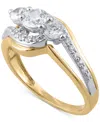 Macy's Diamond Three Stone Engagement Ring (7/8 Ct. T.w.) In 14k Two-tone Gold