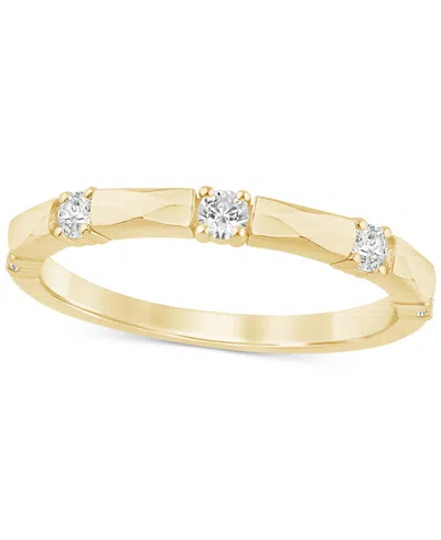 Macy's Diamond Three Stone Faceted Wedding Band (1/4 Ct. T.w.) In 14k Gold In Yellow Gold