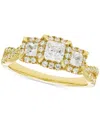 Macy's Diamond Three Stone Ring (1 Ct. T.w.) In 14k Yellow Gold