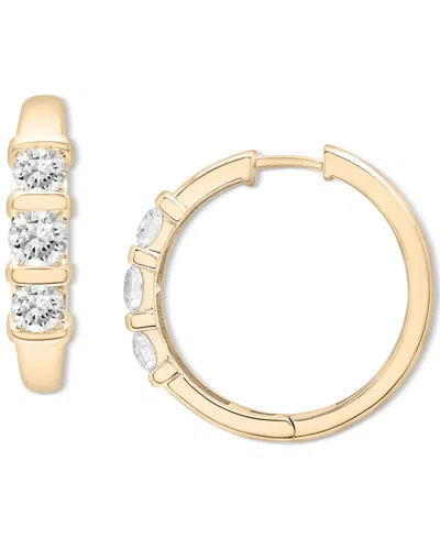 Macy's Diamond Three Stone Small Hoop Earrings (1-1/2 Ct. T.w.) In 14k White Gold Or 14k Yellow Gold