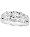 Macy's Diamond Three Stone Three Row Engagement Ring (1 Ct. T.w.) In 14k White Gold In White Gold
