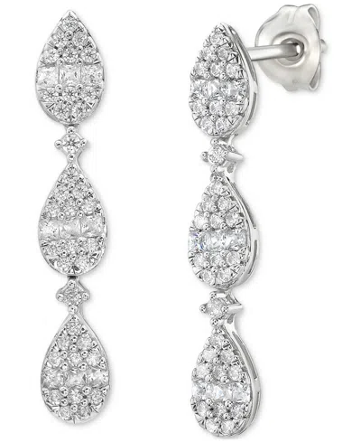 Macy's Diamond Tiered Earrings (1/2 Ct. T.w.) In 10k White Gold In Brown