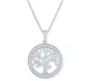 Macy's Diamond Tree 18" Pendant Necklace (1/10 Ct. T.w.) In Sterling Silver Or 14k Gold-plated Sterling Sil In Sterling Silver
