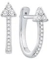 Macy's Diamond Triangle Cluster Oval Hoop Earrings (1/10 Ct. T.w.) In 10k White Gold In White Gold