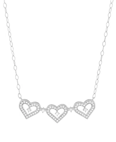 Macy's Diamond Triple Heart Pendant 18" Necklace (1/4 Ct. T.w.) In Sterling Silver Or 14k Gold-plated Sterl