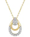 Macy's Diamond Triple Pear Openwork Pendant Necklace (1/8 Ct. T.w.) In 14k Gold, 16" + 2" Extender