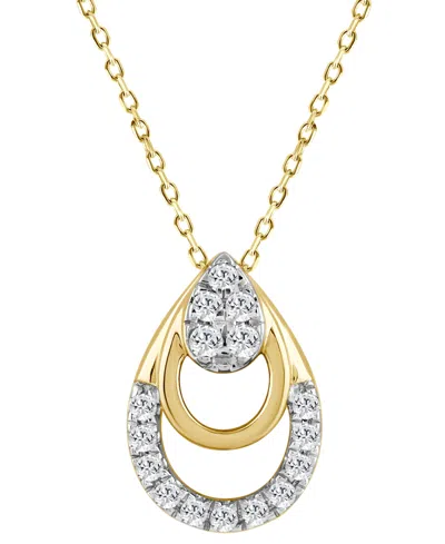 Macy's Diamond Triple Pear Openwork Pendant Necklace (1/8 Ct. T.w.) In 14k Gold, 16" + 2" Extender