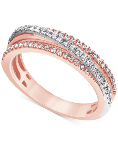 Macy's Diamond Triple Row Crossover Ring (3/8 Ct. T.w.) In 14k Two-tone Gold