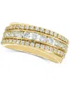 Macy's Diamond Triple Row Diagonal Band (1 Ct. T.w.) In 10k White Or Yellow Gold In Yellow Gold