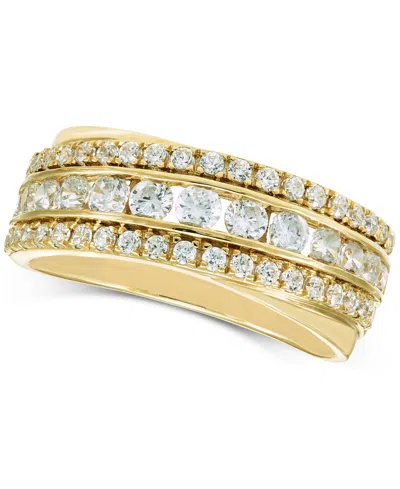 Macy's Diamond Triple Row Diagonal Band (1 Ct. T.w.) In 10k White Or Yellow Gold