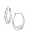 Macy's Diamond Triple Row Hoop Earrings (1/10 Ct. T.w.) In Sterling Silver In Sterling Silver