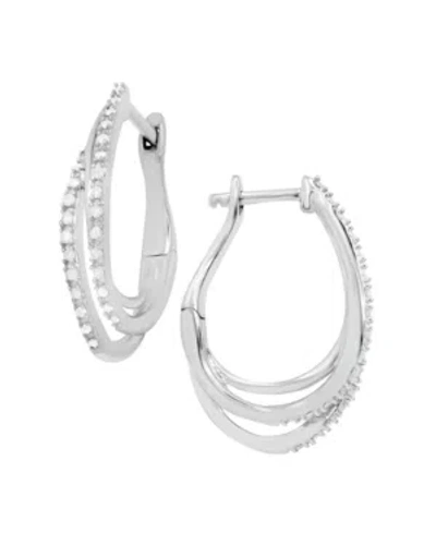Macy's Diamond Triple Row Hoop Earrings (1/10 Ct. T.w.) In Sterling Silver