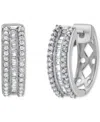 Macy's Diamond Triple Row Hoop Earrings (1/2 Ct. T.w.) In 14k White Gold In White Gold